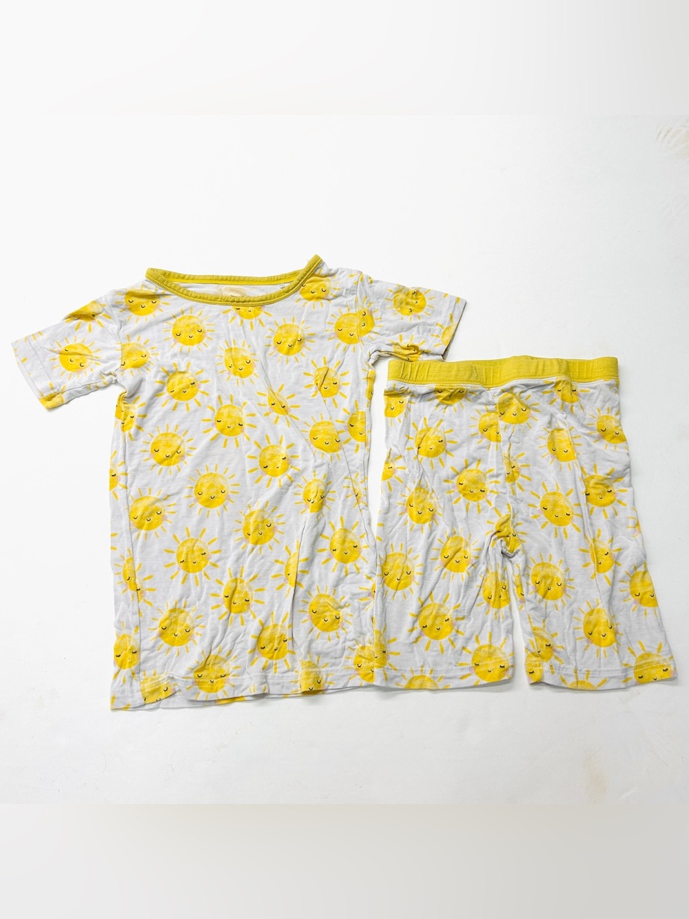 Little Sleepies Yellow Sun Print Kids Pajama Set Shorts Bamboo